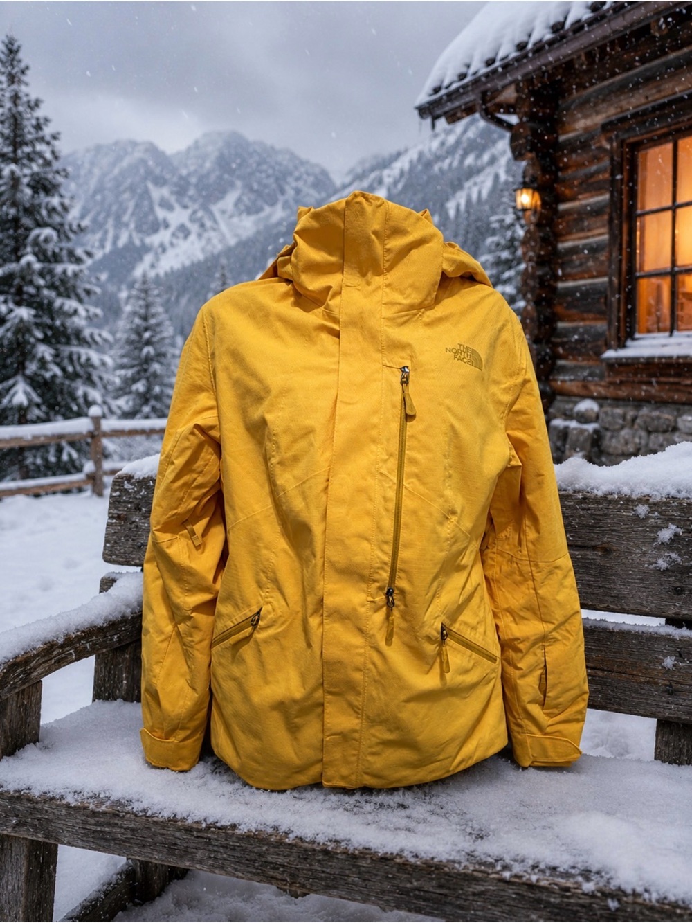 The North Face Yellow Waterproof Ski Jacket with Hood size sp